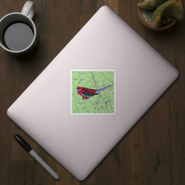 Marbled Bird Collage - Crimson Rosella by MarbleCloud